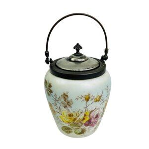 Antique Victorian Satin Glass Biscuit Jar